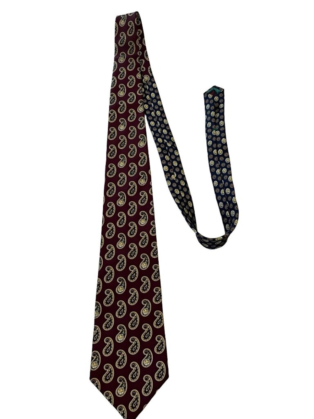 Vintage Tommy Hilfiger Silk Tie Burgundy Paisley Italy Made Classic Designer